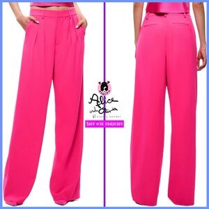 Alice + Olivia Pompey Wild Pink High Waisted Pleated Pants